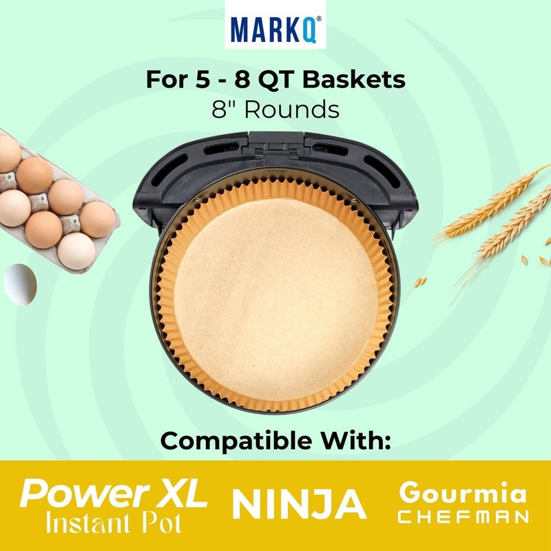 MARKQ Air Fryer Disposable Paper – Non Stick Round Parchment Liners, Food Grade Baking Paper for Air Fryer, Oven, Microwave, Cooking, Roasting, Frying, 20 cm, 200 Sheets - Image 3