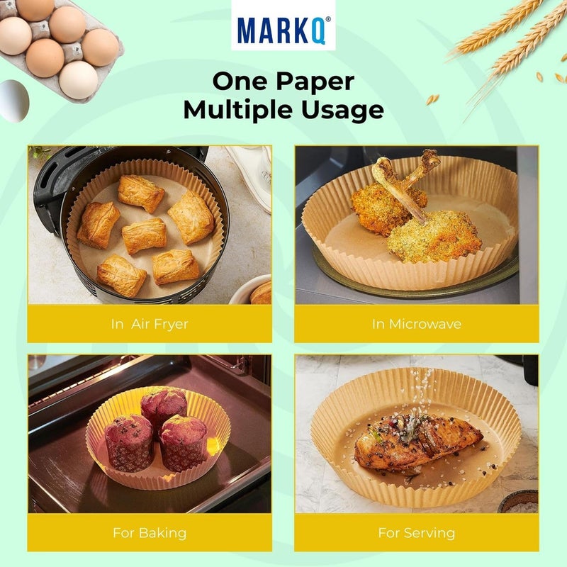 MARKQ Air Fryer Disposable Paper – Non Stick Round Parchment Liners, Food Grade Baking Paper for Air Fryer, Oven, Microwave, Cooking, Roasting, Frying, 20 cm, 200 Sheets - Image 5