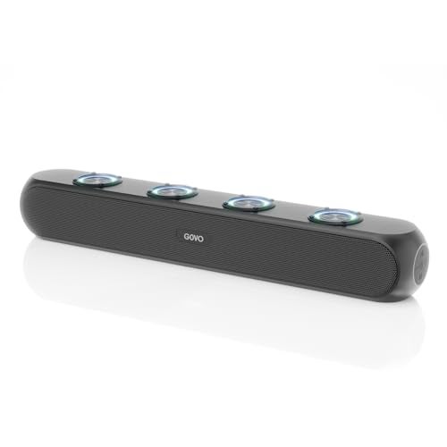 GOVO GOBOLD GoSurround 320 | 50W Bluetooth SoundBar, 4000 Mah Battery, 2.0 Channel with 58Mm Drivers, Multicolor Led Lights with TWS, Aux, Bluetooth and USB (Platinum Black) - Image 1