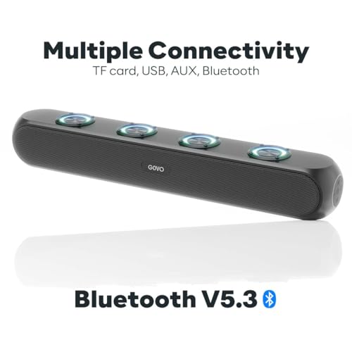 GOVO GOBOLD GoSurround 320 | 50W Bluetooth SoundBar, 4000 Mah Battery, 2.0 Channel with 58Mm Drivers, Multicolor Led Lights with TWS, Aux, Bluetooth and USB (Platinum Black) - Image 5