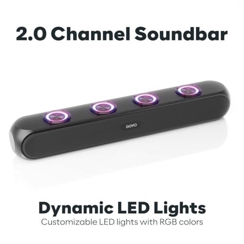 GOVO GOBOLD GoSurround 320 | 50W Bluetooth SoundBar, 4000 Mah Battery, 2.0 Channel with 58Mm Drivers, Multicolor Led Lights with TWS, Aux, Bluetooth and USB (Platinum Black) - Image 4