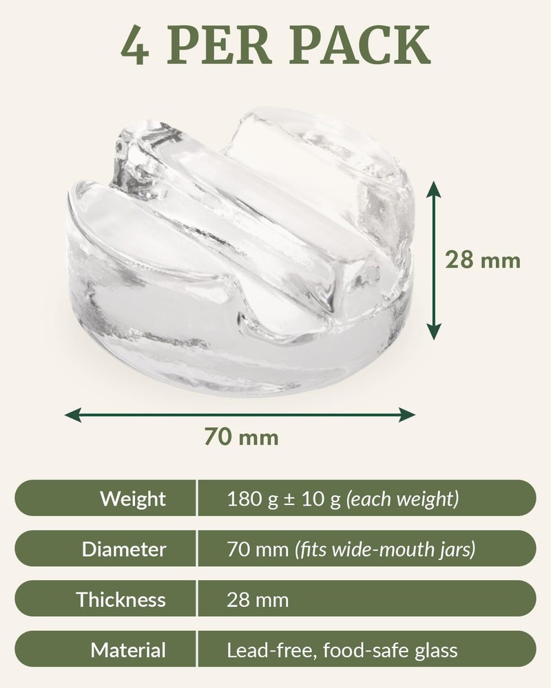Elementi Fermentation Weight Set of 4 - Glass Fermentation Weights for Mason Jars (Wide Mouth), Perfect for Glass Jar Fermentation, Pickling Kit, Glass Weights for Fermenting Weights, Canning Weights - Image 2