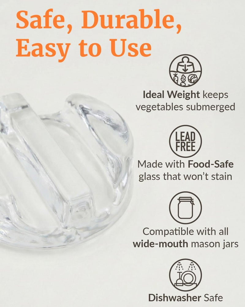 Elementi Fermentation Weight Set of 4 - Glass Fermentation Weights for Mason Jars (Wide Mouth), Perfect for Glass Jar Fermentation, Pickling Kit, Glass Weights for Fermenting Weights, Canning Weights - Image 4