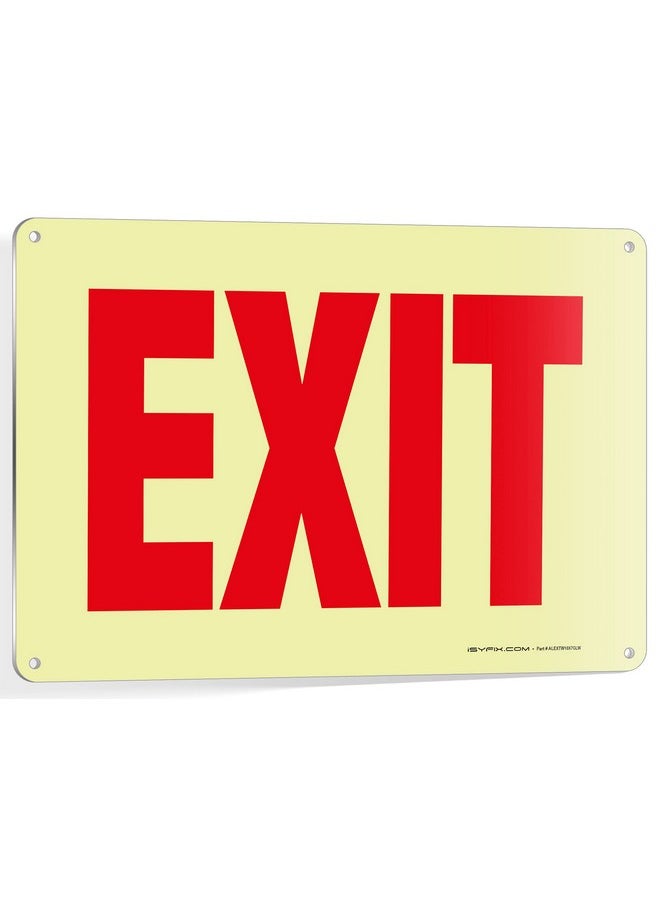 Exit Sign - 1 Pack 10X7 Inch - 100% Rust Free .040 Aluminum Signs, Glow In The Dark Laminated For Ultimate Uv, Weather, Scratch, Water & Fade Resistance, Indoor & Outdoor Exit Sign For Exterior - pzsku/Z2F6857234BC239486A18Z/45/_/1735214473/24b7bb09-96ba-446c-b740-05e146b39f9c