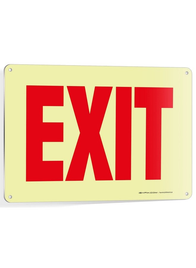 iSYFIX Exit Sign - 1 Pack 10X7 Inch - 100% Rust Free .040 Aluminum Signs, Glow In The Dark Laminated For Ultimate Uv, Weather, Scratch, Water & Fade Resistance, Indoor & Outdoor Exit Sign For Exterior  - Image 1