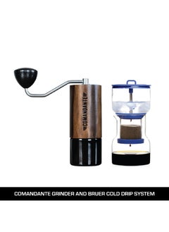 Complete Coffee Set - Comandante C40 MK4 Manual Coffee Grinder Liquid Amber with Nitro Burrs for Precision Grinding and Bruer Cold Brew Coffee Maker Blue 600ml for Slow Drip Brewing