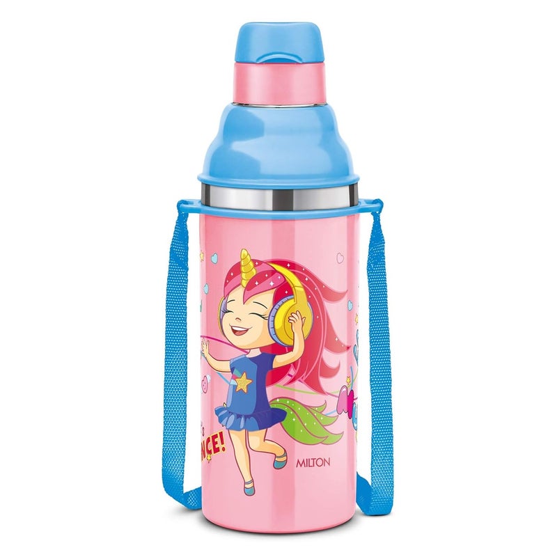 Milton 380ml Stainless Steel Water Bottle with Sipper for Kids – PU Insulated to Keep Drinks Hot or Cold for Hours, Leakproof, Food-Grade Sipper Bottle for School, Travel & Picnic, Kool Stunner, Pink - Image 1