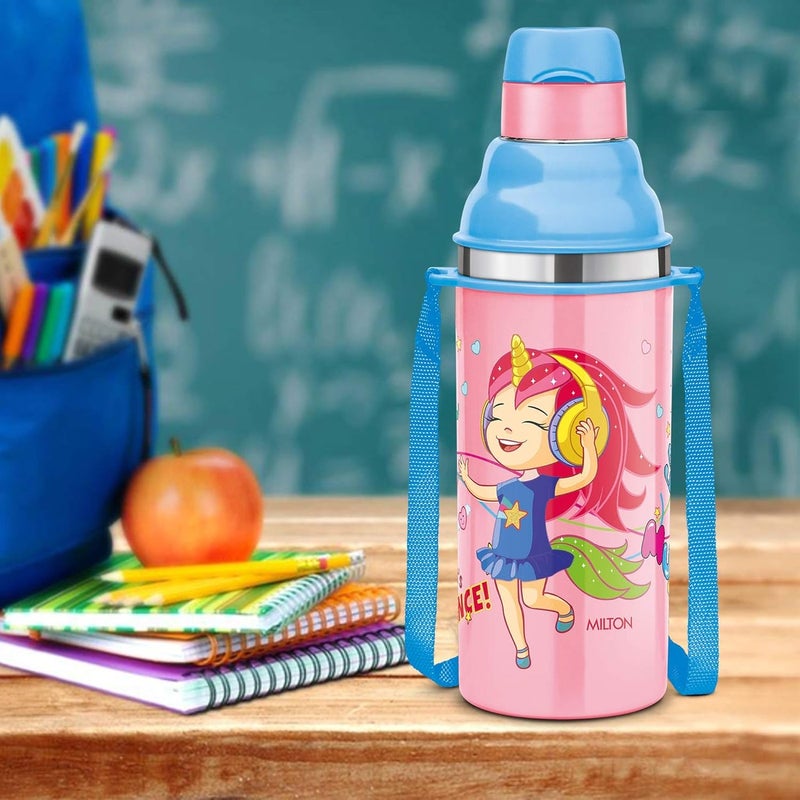 Milton 380ml Stainless Steel Water Bottle with Sipper for Kids – PU Insulated to Keep Drinks Hot or Cold for Hours, Leakproof, Food-Grade Sipper Bottle for School, Travel & Picnic, Kool Stunner, Pink - Image 5