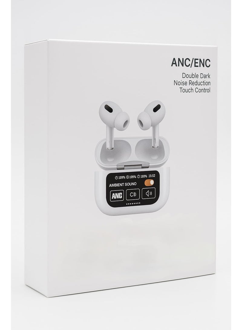 Wireless Bluetooth Earbuds with Charging Case – ANC/ENC Noise Cancellation – Touch Control – White - Image 2