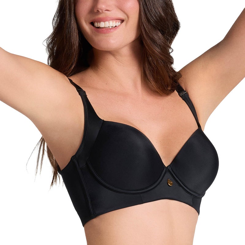 Leonisa Back Smoothing Bras for Women, Full Coverage Underwire Bra, Adjustable Hook & Eye Closure, Black - Image 1