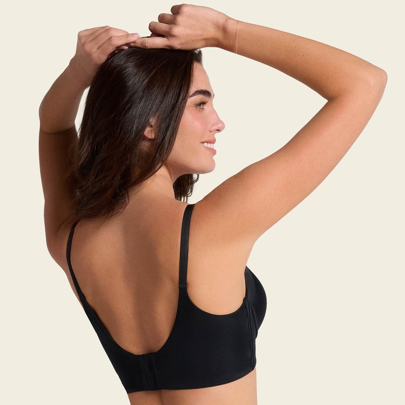 Leonisa Back Smoothing Bras for Women, Full Coverage Underwire Bra, Adjustable Hook & Eye Closure, Black - Image 5