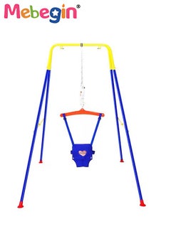 MEBEGIN 3-in-1 Toddler Swing Set, Baby Swing with Seat Belt Buckle and Foldable Metal Stand, Kids Swing Set for Indoor and Outdoor, Easy to Assemble and Store  - Image 4