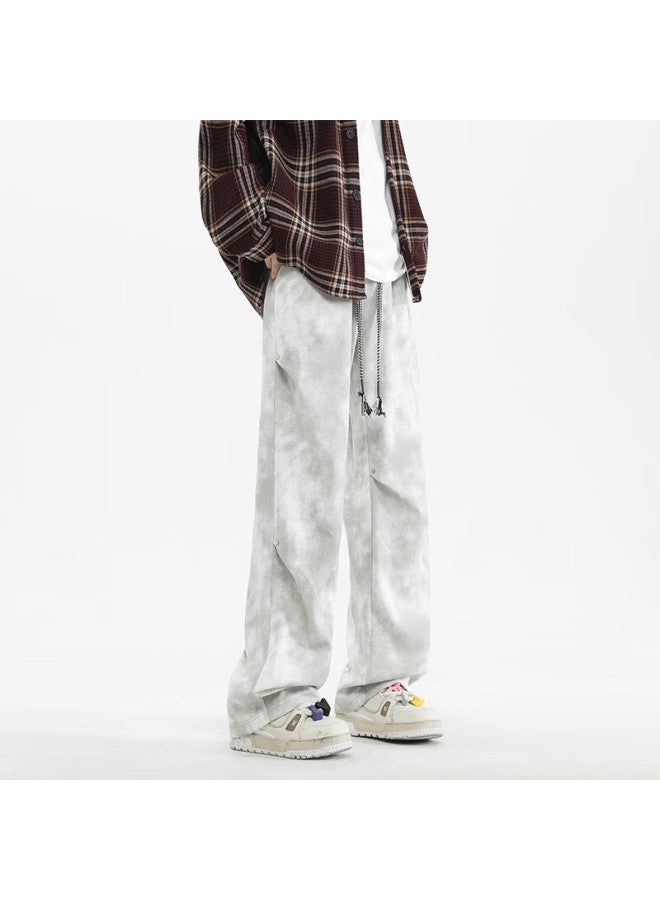 Homlean Style Casual Pants For Men, Autumn Season, Draping High Street Straight-leg Cargo Trousers, Hs16 Gray 4XL - Image 1