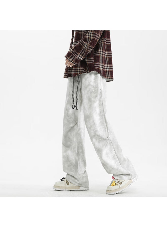 Homlean Style Casual Pants For Men, Autumn Season, Draping High Street Straight-leg Cargo Trousers, Hs16 Gray 4XL - Image 4