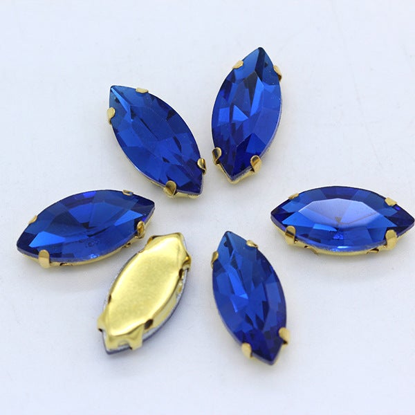 Wholesale horse eye crystal glass claw drill multi-specification hand-stitched claw drill DIY clothing wedding dress bag shoes accessories Dark Blue 