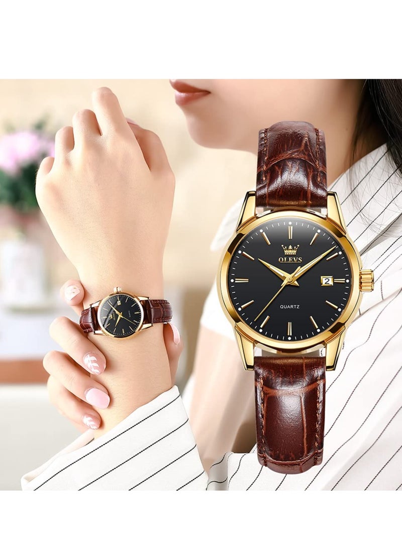 أوليفز ساعات نسائية كوارتز أنالوج مقاومة للماء جلد 6898 - Image 1