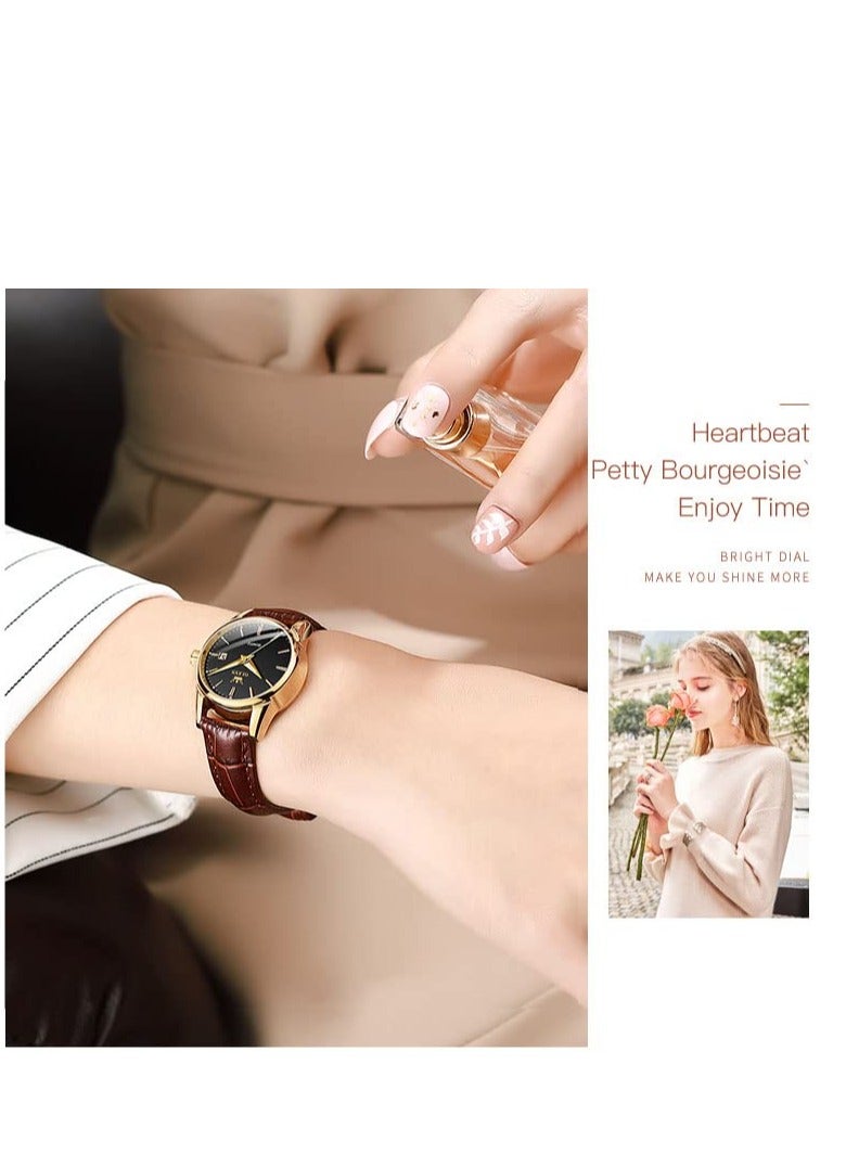 أوليفز ساعات نسائية كوارتز أنالوج مقاومة للماء جلد 6898 - Image 3