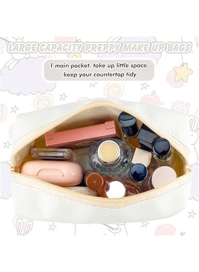 Initial Makeup Bag Personalized Preppy Travel Small Cosmetic Bag Cute PU White Chenille Letter Makeup Pouch for Purse Waterproof Zippered Toiletry Organizer for Women Girls Kids Friends (Y) - Image 5
