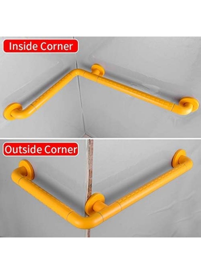70 x 50 cm stainless steel corner bathroom safety grab bar, non-slip surface, supports up to 250 lbs, available in yellow and white - Image 2