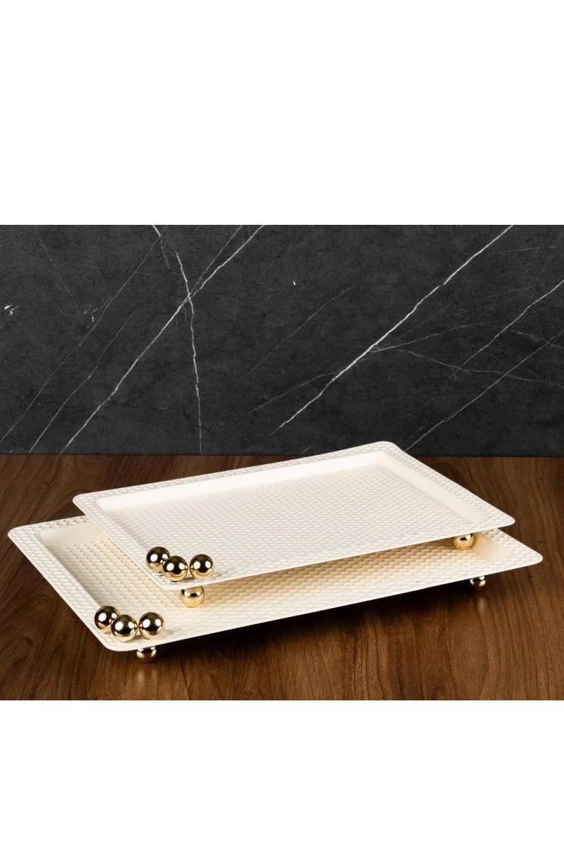 طقم تباسي تقديم 2 حبه اوف وايت - Image 1