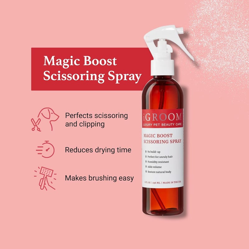 iGroom Magic Boost Dog Scissoring Spray, Luxury Pet Beauty Care, Adds Volume, Restores Natural Body, Made in USA, 8 oz - Image 2