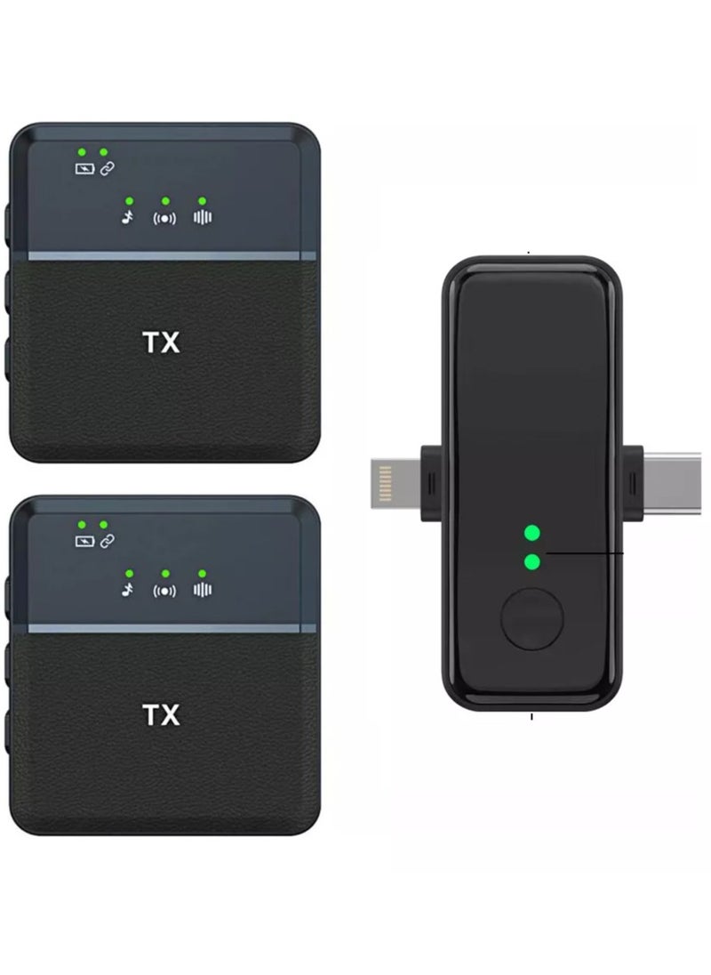 Tx - 3 in 1 Wireless microphone for iPhone and Type-C Plug one with 2 Microphe - Image 1