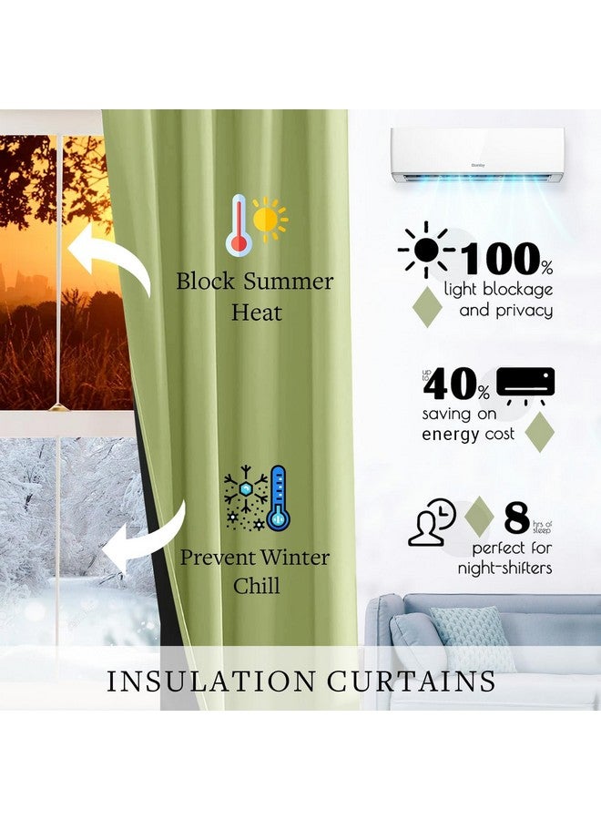 ThinkArtDecor 100% Blackout Door Curtains 7 Feet Long Set of 2 with Tie Backs, Triple Weave Parda 7 Feet, Grommet Design for Urban Home Decor, Bedroom Darkening, Office (7x4 Feet, Olive Mint) - Image 5