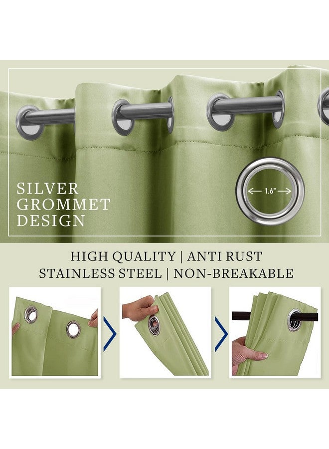 ThinkArtDecor 100% Blackout Door Curtains 7 Feet Long Set of 2 with Tie Backs, Triple Weave Parda 7 Feet, Grommet Design for Urban Home Decor, Bedroom Darkening, Office (7x4 Feet, Olive Mint) - Image 4