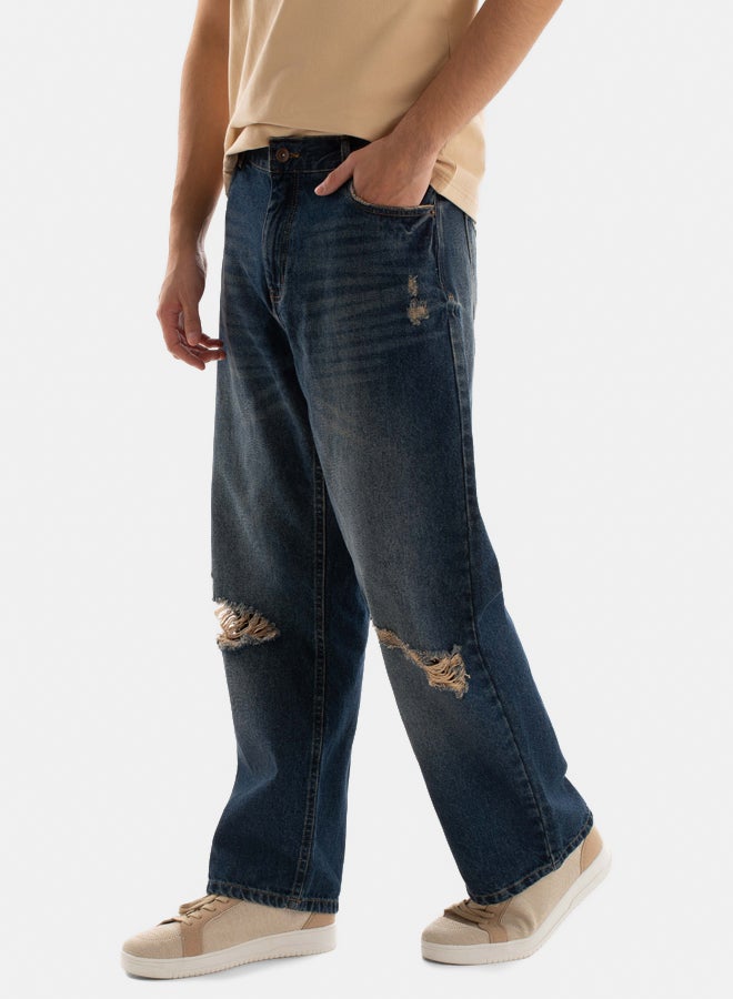 Premoda Men Wide Leg Jeans Blue Dirty wash - Image 3