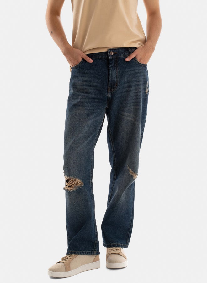 Premoda Men Wide Leg Jeans Blue Dirty wash - Image 2