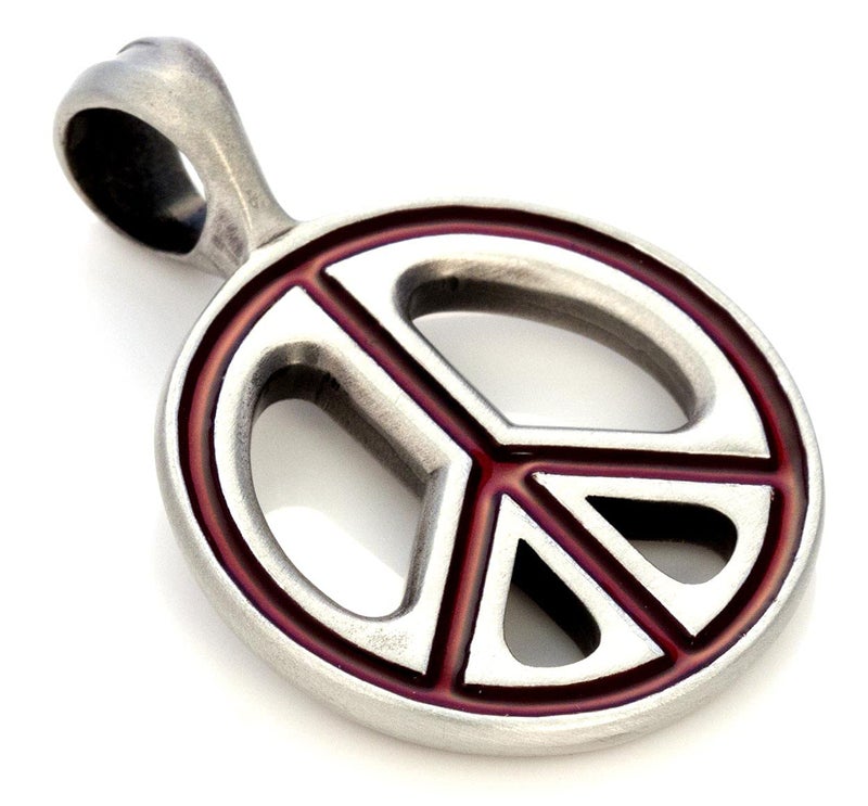 BICO 'Pax' Peace Pendant with Transparent Resin (B229 Red) - Image 1