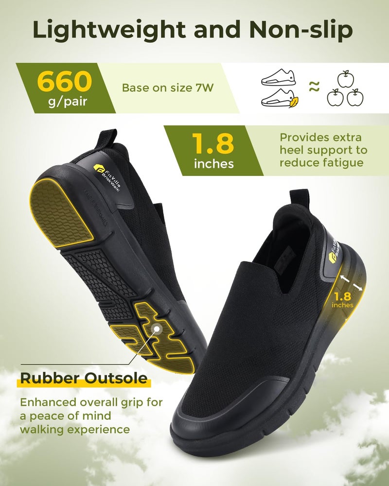 FitVille Plantar Fasciitis Shoes for Men Wide Orthopedic Shoes for Foot Pain Relief - BriskWalk (11 Wide, Black) - Image 5