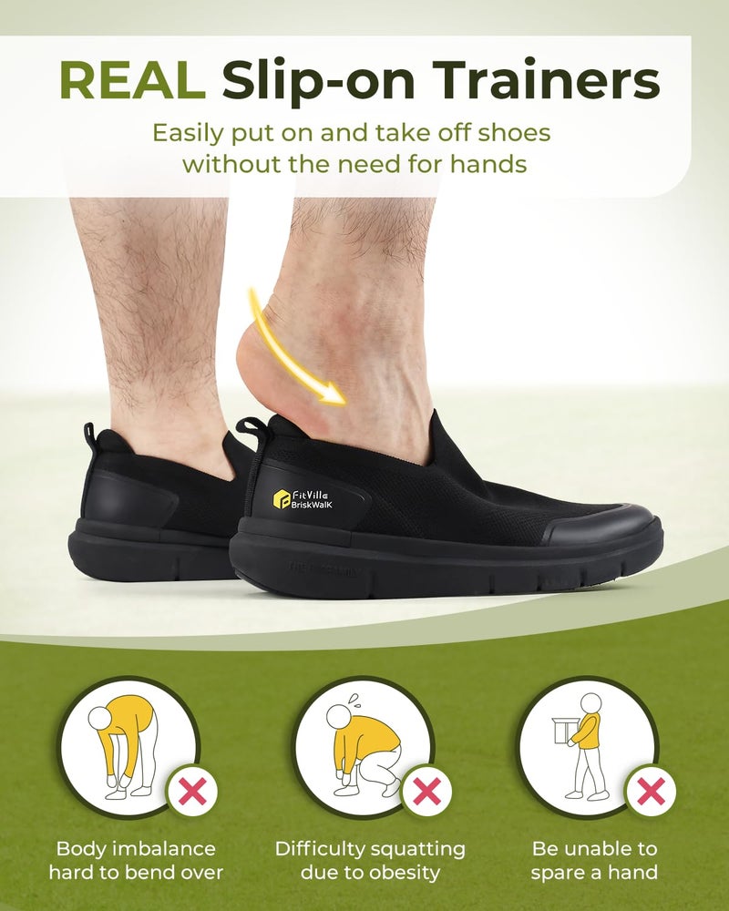 FitVille Plantar Fasciitis Shoes for Men Wide Orthopedic Shoes for Foot Pain Relief - BriskWalk (11 Wide, Black) - Image 3