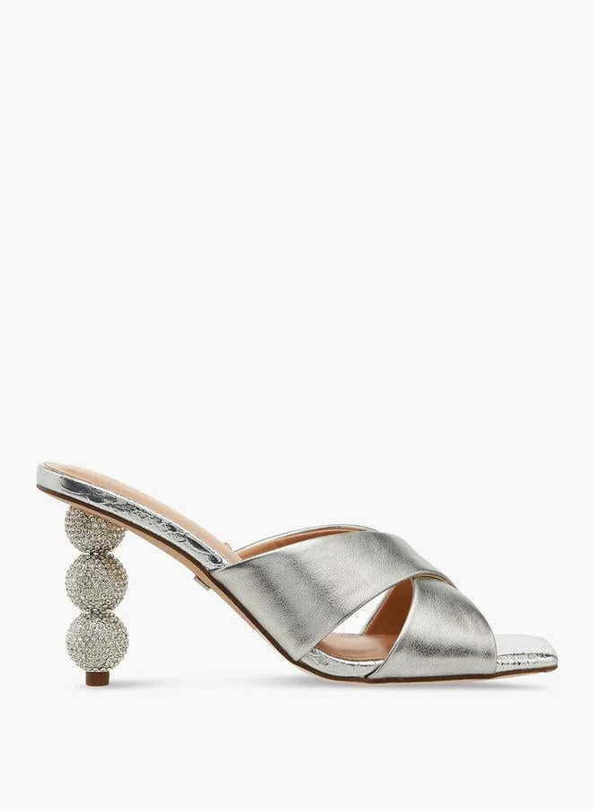 Celeste Women'S Embellished Slip-On Cross Strap Sandals With Stiletto Heels