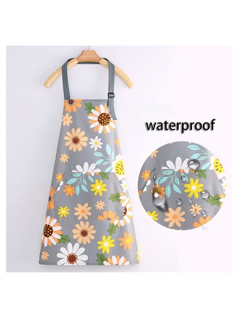 Y&D Kitchen Aprons for Women 2 Pack Adjustable Waterproof Cooking Apron with Pockets Chef Baking Gardening BBQ - Image 2