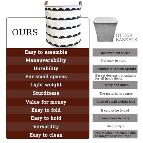 TeLUVHome Waterproof Laundry Hamper Collapsible Laundry Basket Leather Handle Laundry Bag Large Clothes Storage Toy Organization for Bathroom Bedroom Laundryroom College Dorms (Hege-003) - Image 4