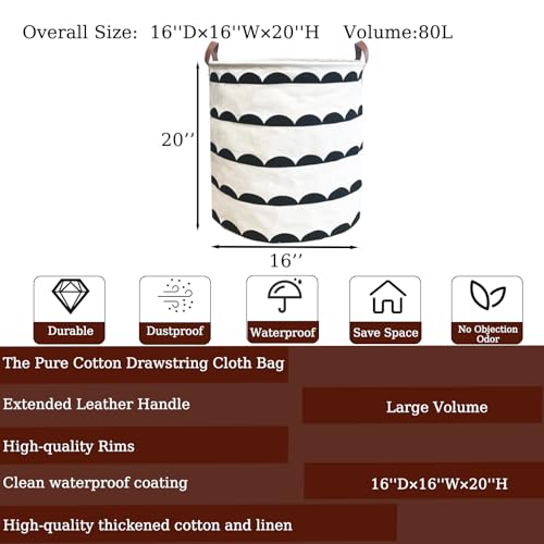 TeLUVHome Waterproof Laundry Hamper Collapsible Laundry Basket Leather Handle Laundry Bag Large Clothes Storage Toy Organization for Bathroom Bedroom Laundryroom College Dorms (Hege-003) - Image 2
