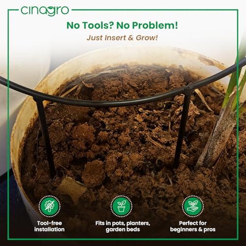 Cinagro Round-Shaped Black Iron Garden Trellis for Climbing Plants, Rust-Free Powder-Coated Finish, Metal Vine Support Rack for Balcony, Indoor & Outdoor Pots, Decorative Plant Stake (Pack of 2) - Image 4