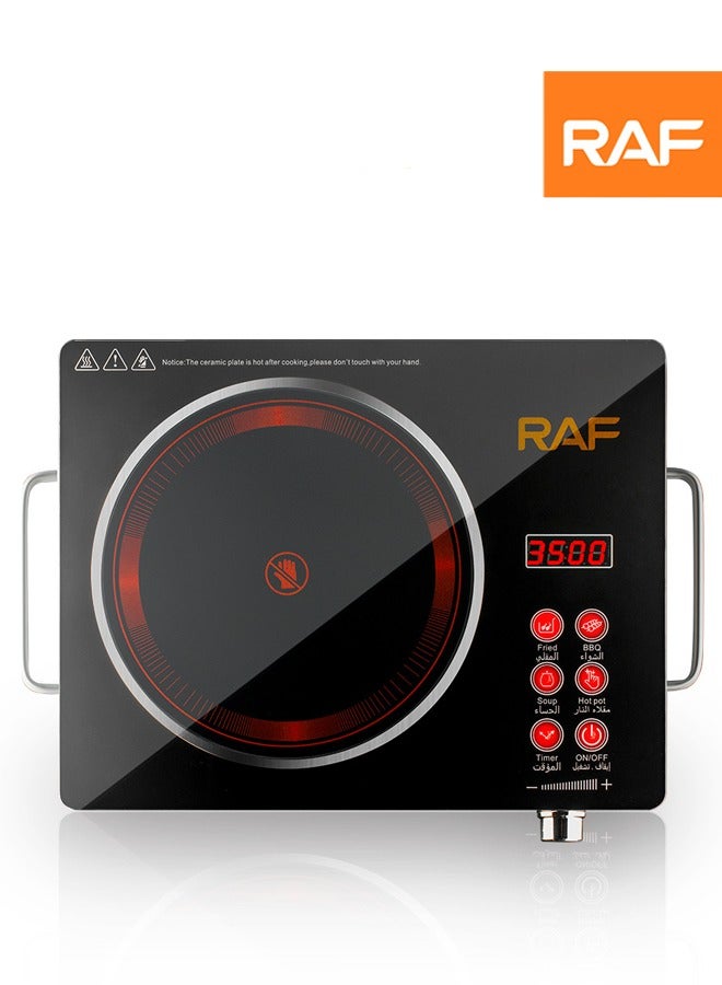 Portable Infrared Cooker,3500W Electric Burner with 10 Adjustable Temperature Levels and Handles,Multiple Preset Functions,Touch Control & Knob Control, Timer,Works with All Cookware, R.8045