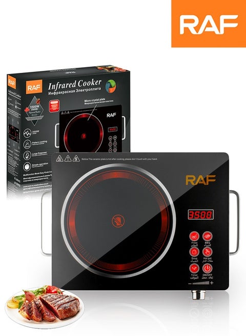Portable Infrared Cooker,3500W Single Burner Electric Cooktop with 10 Adjustable Temperature Levels & Timer,Multiple Preset Programs,Touch Control & Knob Control,Works with All Cookware, R.8045