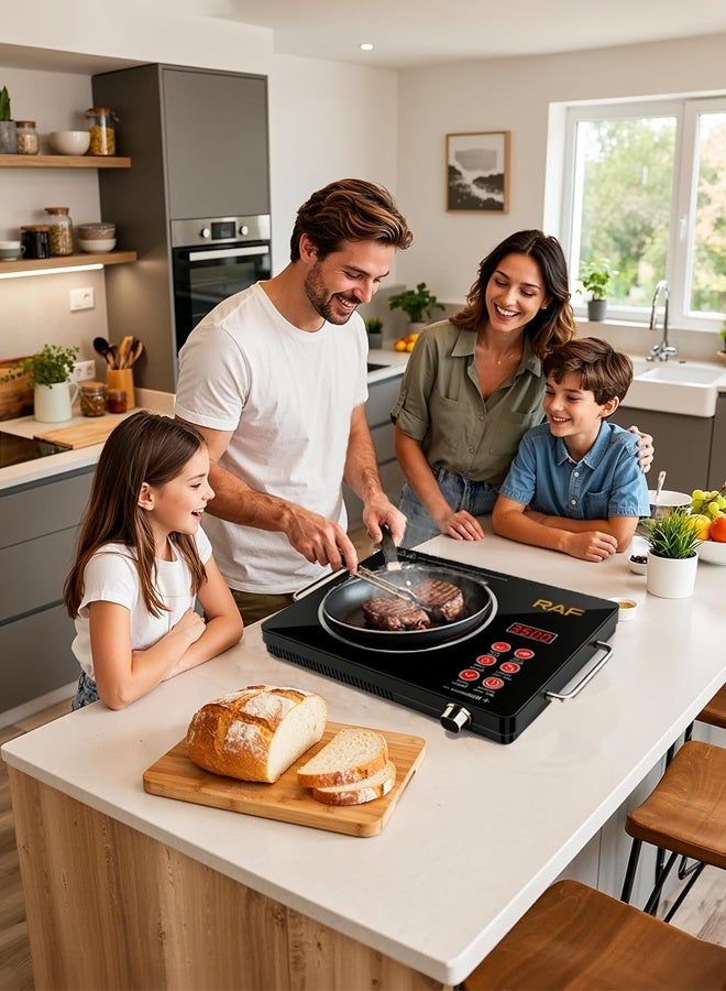 طباخ الأشعة تحت الحمراء المحمولة ، 3500 واط موقد كهربائي واحد الموقد مع 10 مستويات درجة حرارة قابلة للتعديل ومؤقت ، برامج متعددة مسبقا ، التحكم باللمس والتحكم في المقبض ، يعمل مع جميع تجهيزات المطابخ ، ر. 8045