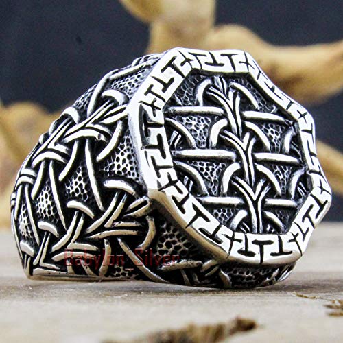 Babylon Silver Solid 925 Sterling Silver Braided Celtic Knot Heavy Luxury Turkish Men's Ring (8.5) - Image 2