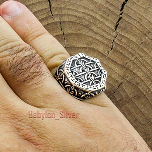 Babylon Silver Solid 925 Sterling Silver Braided Celtic Knot Heavy Luxury Turkish Men's Ring (8.5) - Image 5