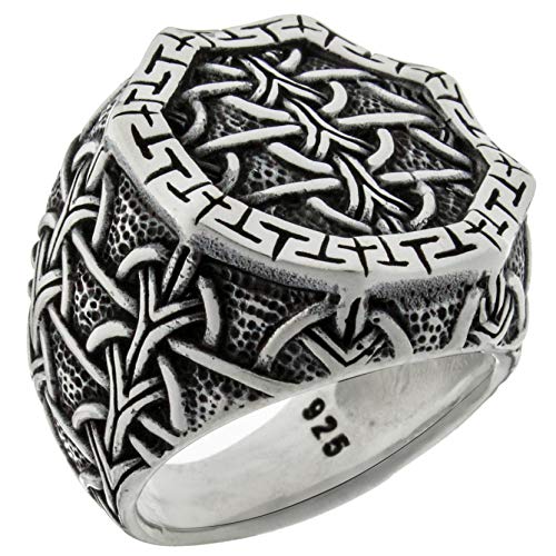 Babylon Silver Solid 925 Sterling Silver Braided Celtic Knot Heavy Luxury Turkish Men's Ring (8.5) - Image 1