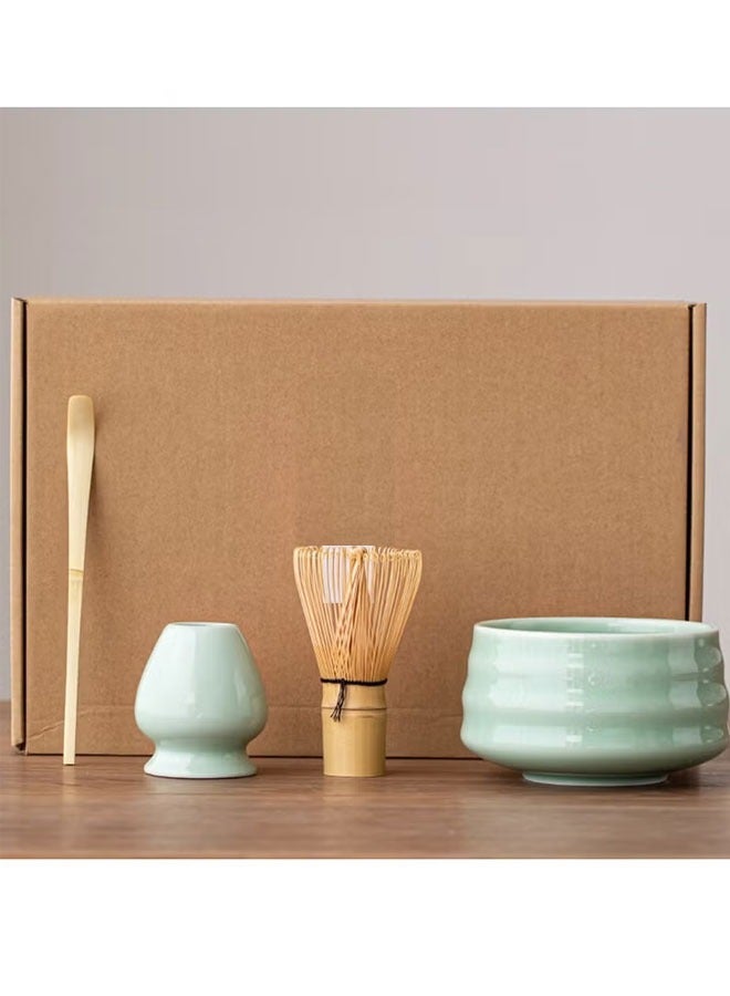 BOUND MOAT 4pcs Matcha Set Matcha Whisk Kit Included Matcha Bowl, Bamboo Whisk,Ceramic Whisk Holder,Scoop,Traditional Matcha Tool Set for Matcha Tea Ceremony (Blue) - Image 1