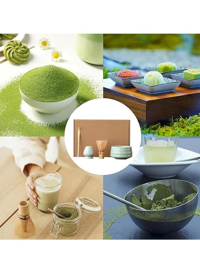 BOUND MOAT 4pcs Matcha Set Matcha Whisk Kit Included Matcha Bowl, Bamboo Whisk,Ceramic Whisk Holder,Scoop,Traditional Matcha Tool Set for Matcha Tea Ceremony (Blue) - Image 2
