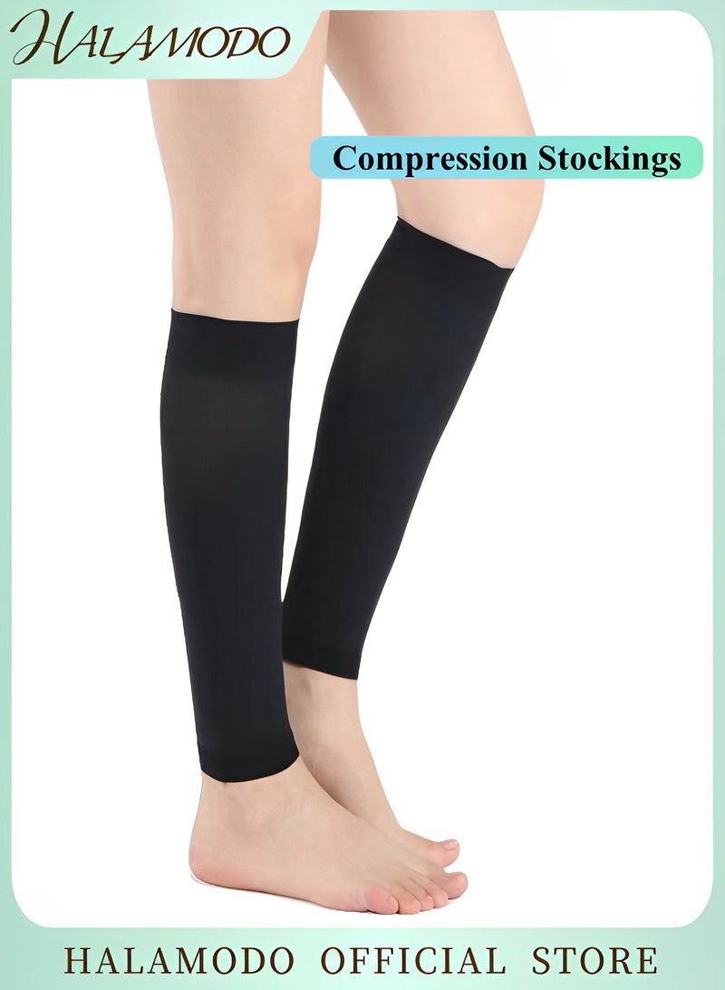 HALAMODO 1 Pair Compression Stockings Calf Compression Sleeve Footless Compression Socks 20-30mmHg for Leg Support & Shin Splint & Pain Relief & Swelling & Varicose Veins & Maternity & Nursing & Travel - Image 1