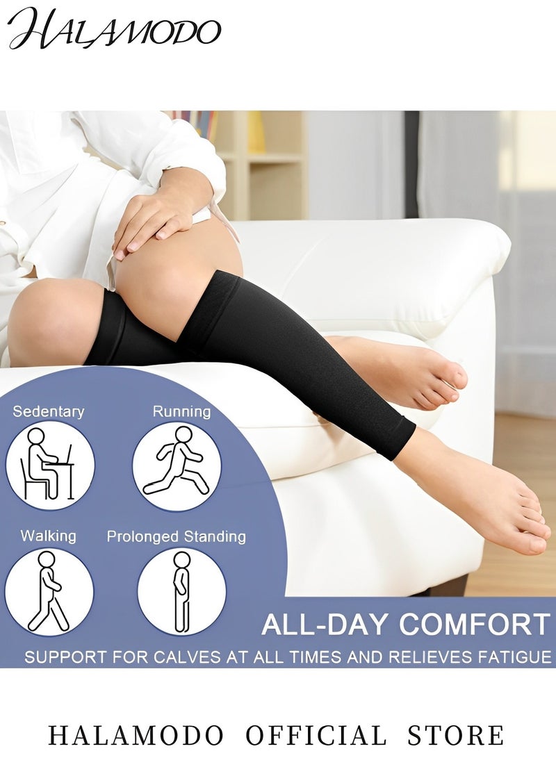 HALAMODO 1 Pair Compression Stockings Calf Compression Sleeve Footless Compression Socks 20-30mmHg for Leg Support & Shin Splint & Pain Relief & Swelling & Varicose Veins & Maternity & Nursing & Travel - Image 2