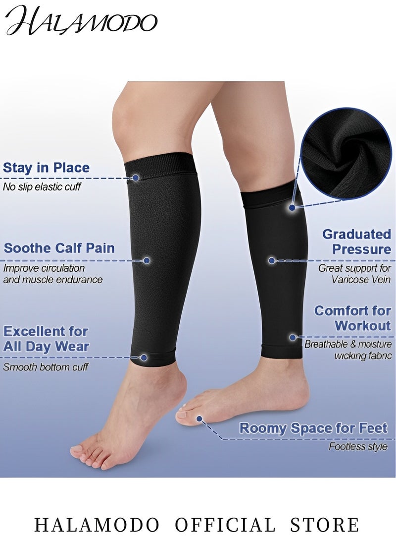 HALAMODO 1 Pair Compression Stockings Calf Compression Sleeve Footless Compression Socks 20-30mmHg for Leg Support & Shin Splint & Pain Relief & Swelling & Varicose Veins & Maternity & Nursing & Travel - Image 3