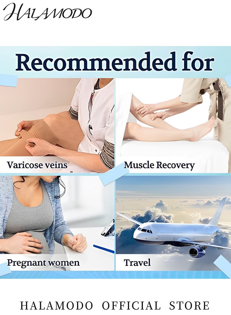 HALAMODO 1 Pair Compression Stockings Calf Compression Sleeve Footless Compression Socks 20-30mmHg for Leg Support & Shin Splint & Pain Relief & Swelling & Varicose Veins & Maternity & Nursing & Travel - Image 5